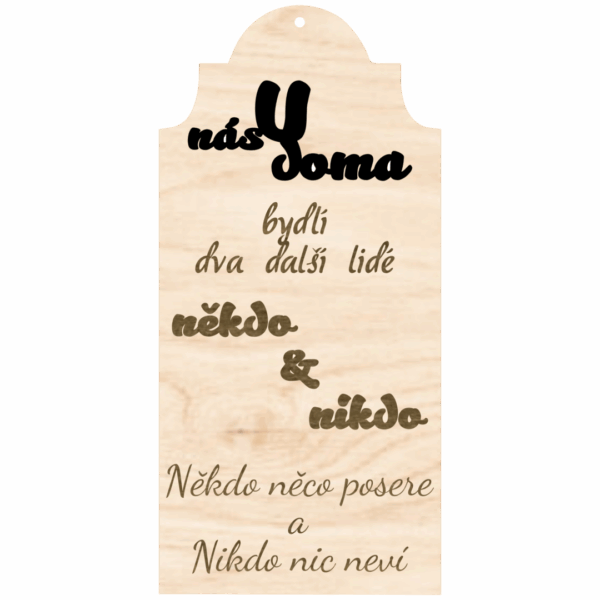 Cedulka s textem – U nás doma