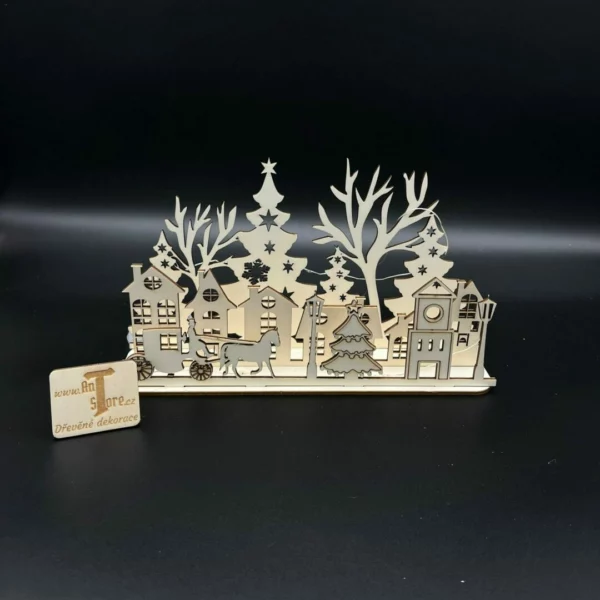 Vánoční vesnička s kočárem