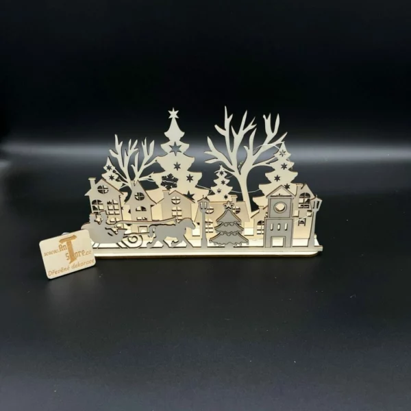 Vánoční vesnička se sáněmi