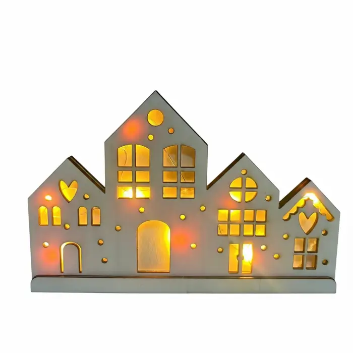 Sada dřevěných domečků s osvětlením Sada dřevěných domečků s osvětlením svíticí