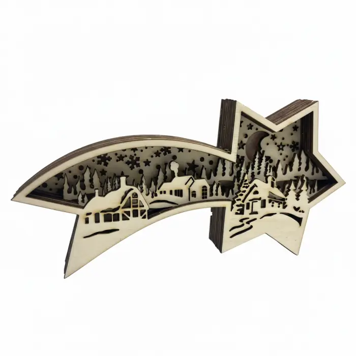 Dřevěná svíticí kometa s vesničkou