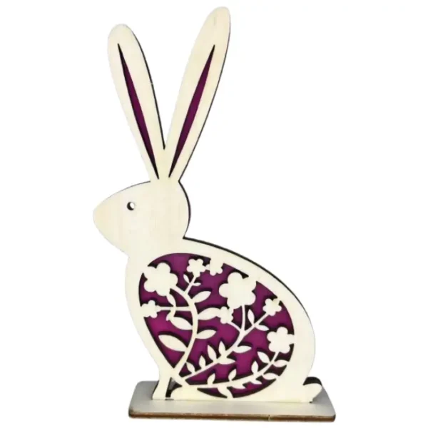 Dřevěný velikonoční zajíček - fialový