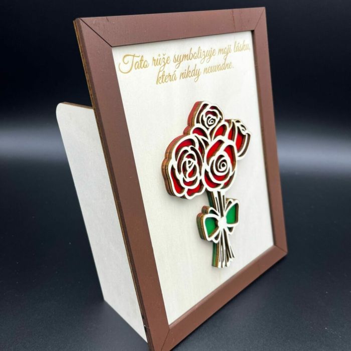 Dřevěný rámeček s růží a citátem Dřevěný rámeček s růží a citátem - Obrázek 2
