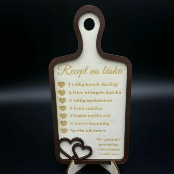 Recept na lásku – dřevěné dekorativní prkénko
