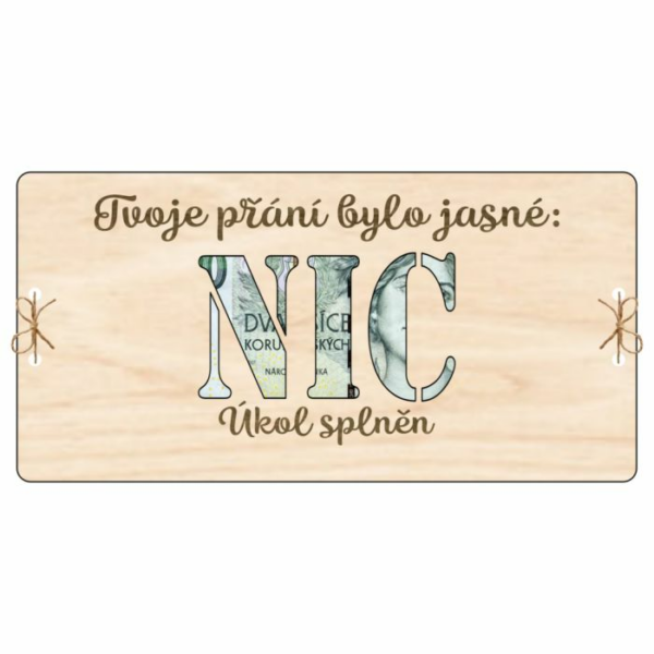 Kartička na peníze – NIC: Tvoje přání