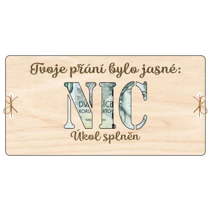Kartička na peníze – NIC: Tvoje přání Kartička na peníze – NIC: Tvoje přání