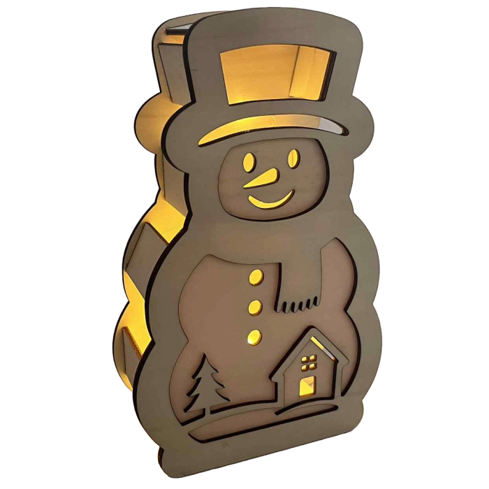 Dřevěný svíticí sněhulák Dřevěný svíticí sněhulák