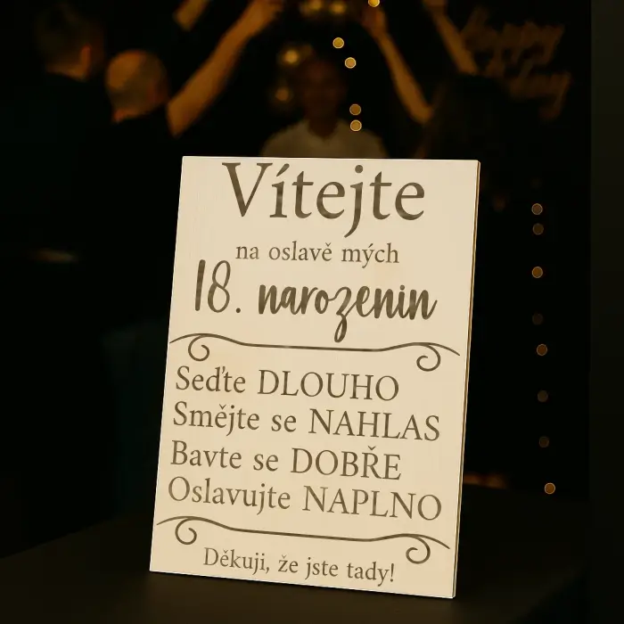 Dřevěná uvítací cedule na narozeniny - 18 Dřevěná uvítací cedule na narozeniny - 18