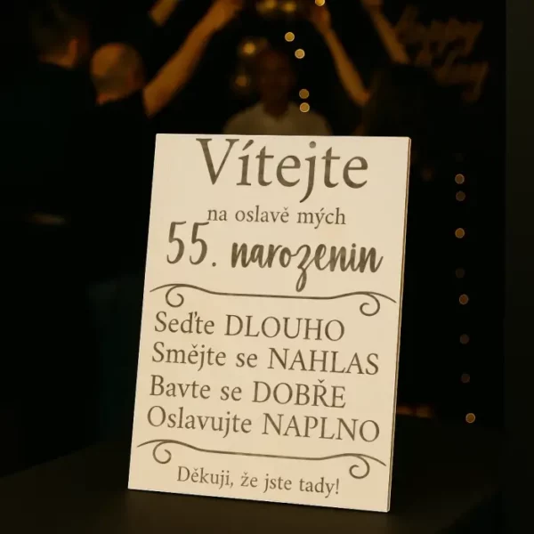Dřevěná uvítací cedule na narozeniny - 55
