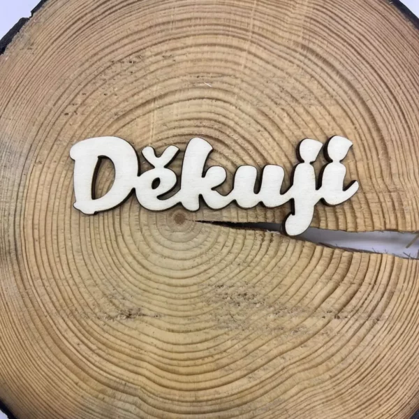Dřevěný nápis - Děkuji