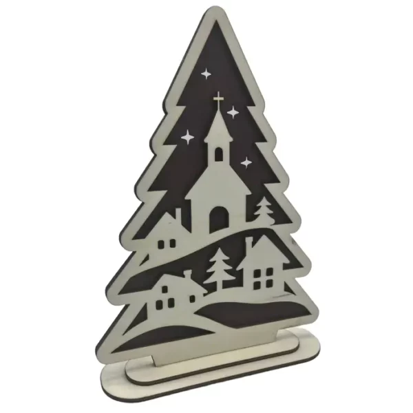 Stromeček s motivem chaloupek