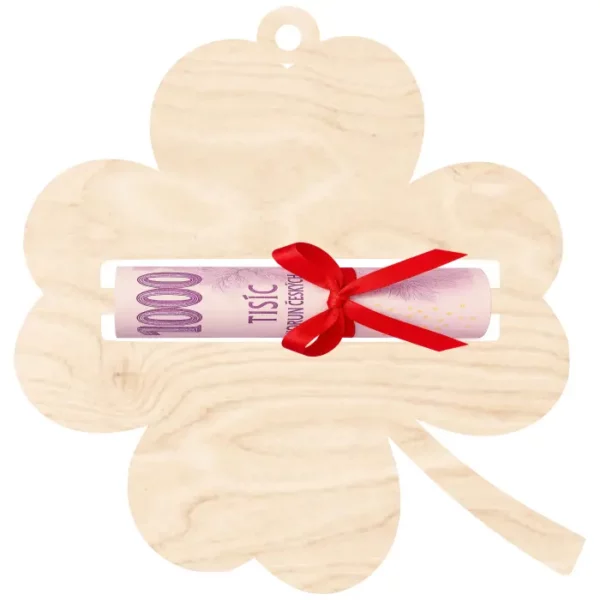 Vánoční ozdoba na peníze - Čtyřlístek