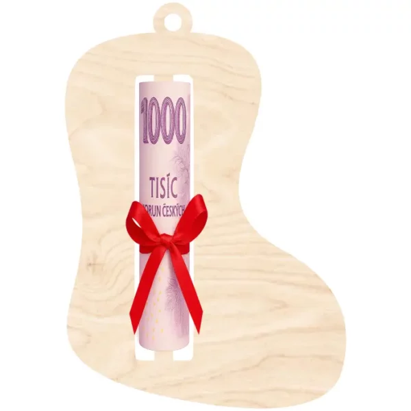 Vánoční ozdoba na peníze - Punčocha