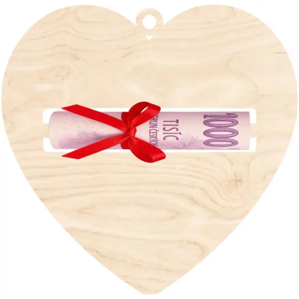 Vánoční ozdoba na peníze - Srdce