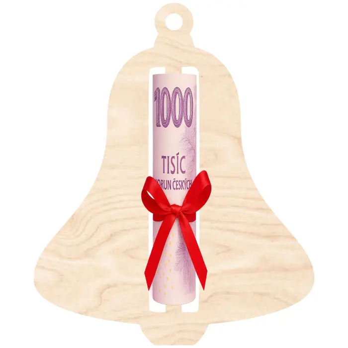 Vánoční ozdoba na peníze – Zvoneček Vánoční ozdoba na peníze - Zvoneček