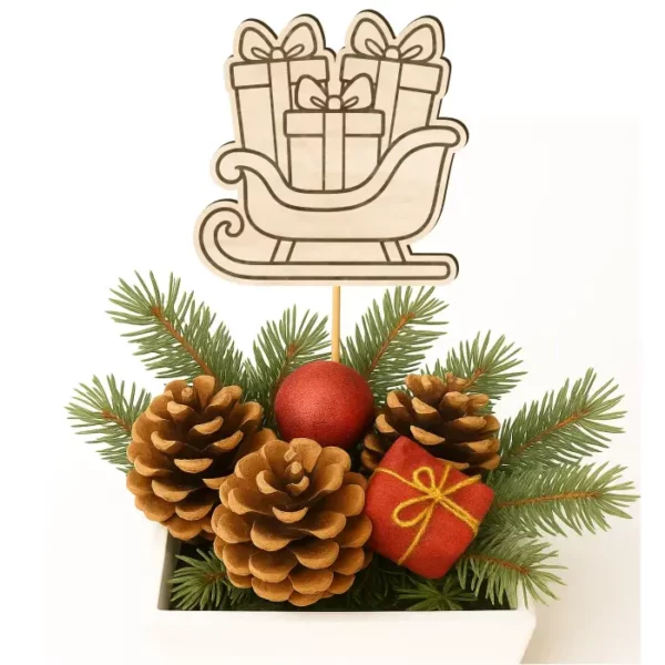 Zápich do truhlíků - Sáně s dárky