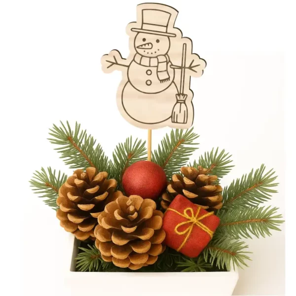 Zápich do truhlíků - Sněhulák s koštětem