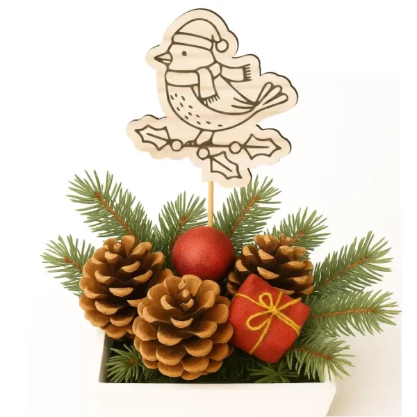 Zápich do truhlíků - Vánoční ptáček